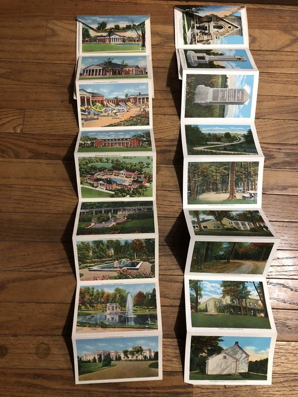 VTG Saratoga Springs & Battlefield Postcard Foldout Lot Schuylerville NY Bemis